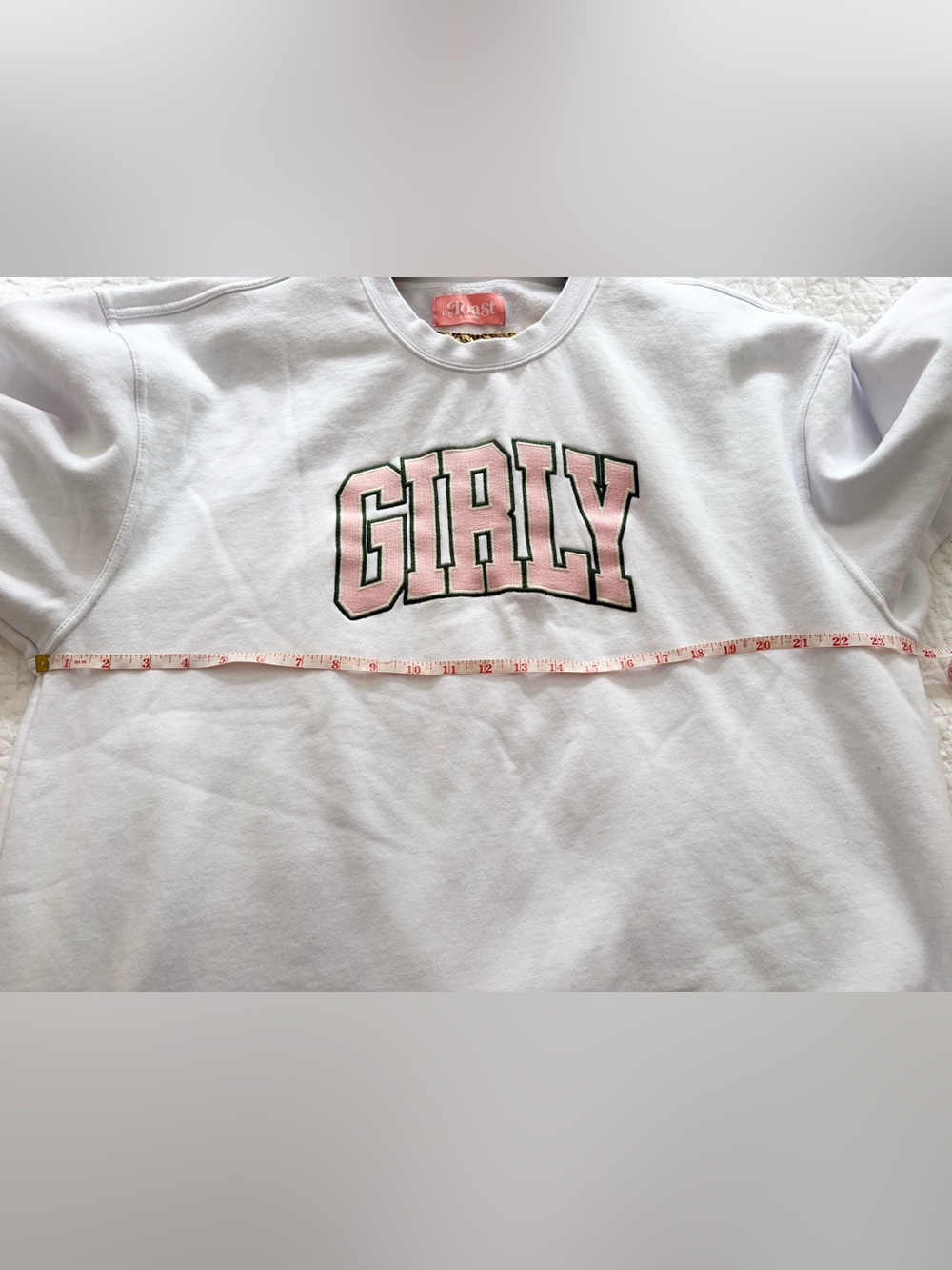 The Toast Girly Crewneck White Green Pink Oversized Cozy Size XL - Picture 6 of 8